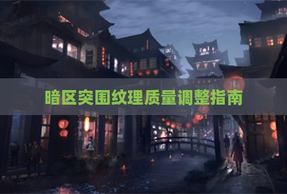 暗区突围纹理质量调整指南